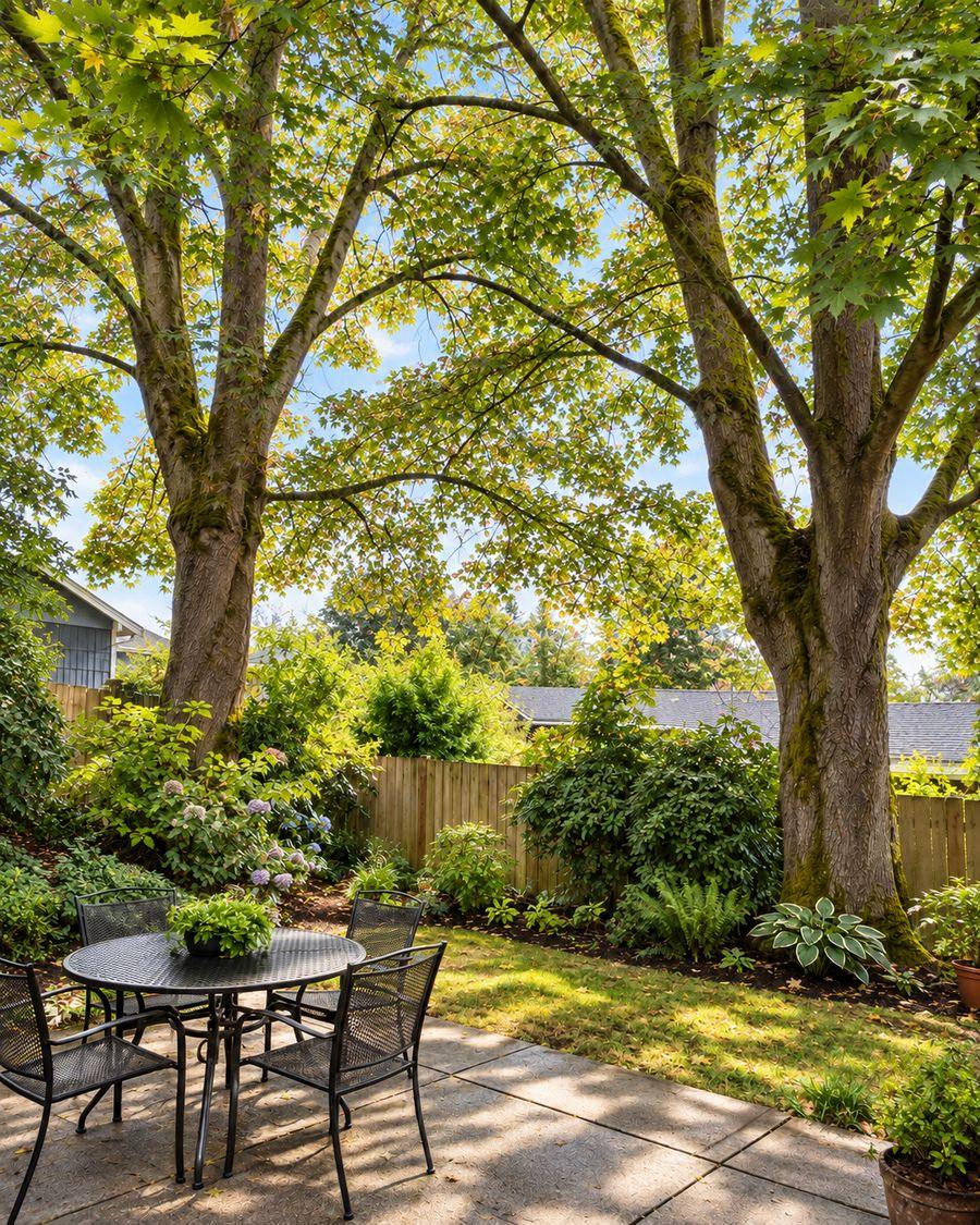 After: Overgrown backyard maples